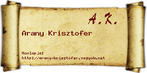 Arany Krisztofer névjegykártya